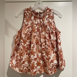 High Neck Sleeveless Cotton Shirt